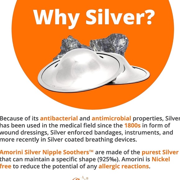 Amorini - Nipple Covers for Breastfeeding Mothers, 925 Silver Nipple Shields - Picture 7 of 7